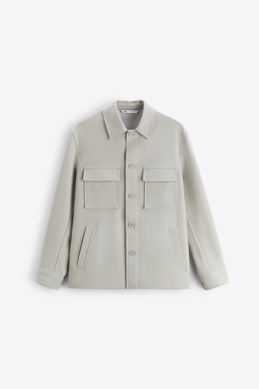 

Куртка-рубашка Zara Soft with pockets, светло-зелёный