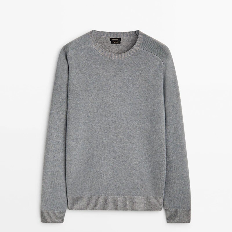 

Свитер Massimo Dutti Extra Fine Wool Blend Crew Neck, серый