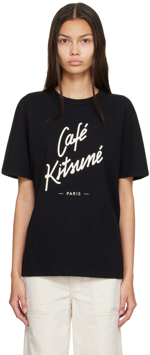 

Черная футболка \Кафе Кицунэ\"" Maison Kitsuné