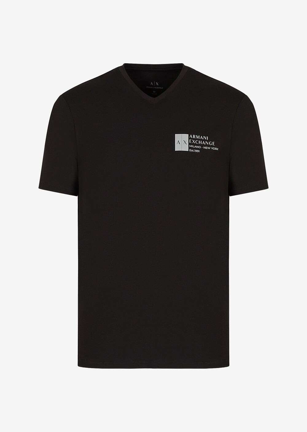 

Приталенная футболка из эластичного хлопка с логотипом Armani Exchange, черный