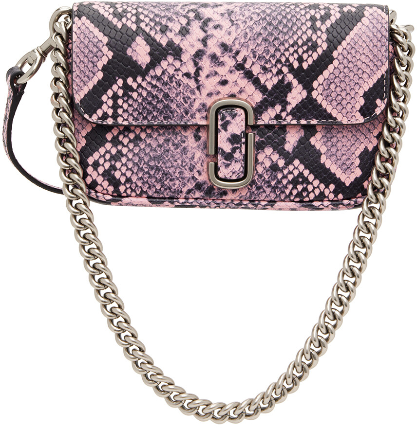 

Розово-черная сумка через плечо \The J Marc Mini\" под крокодила" Marc Jacobs