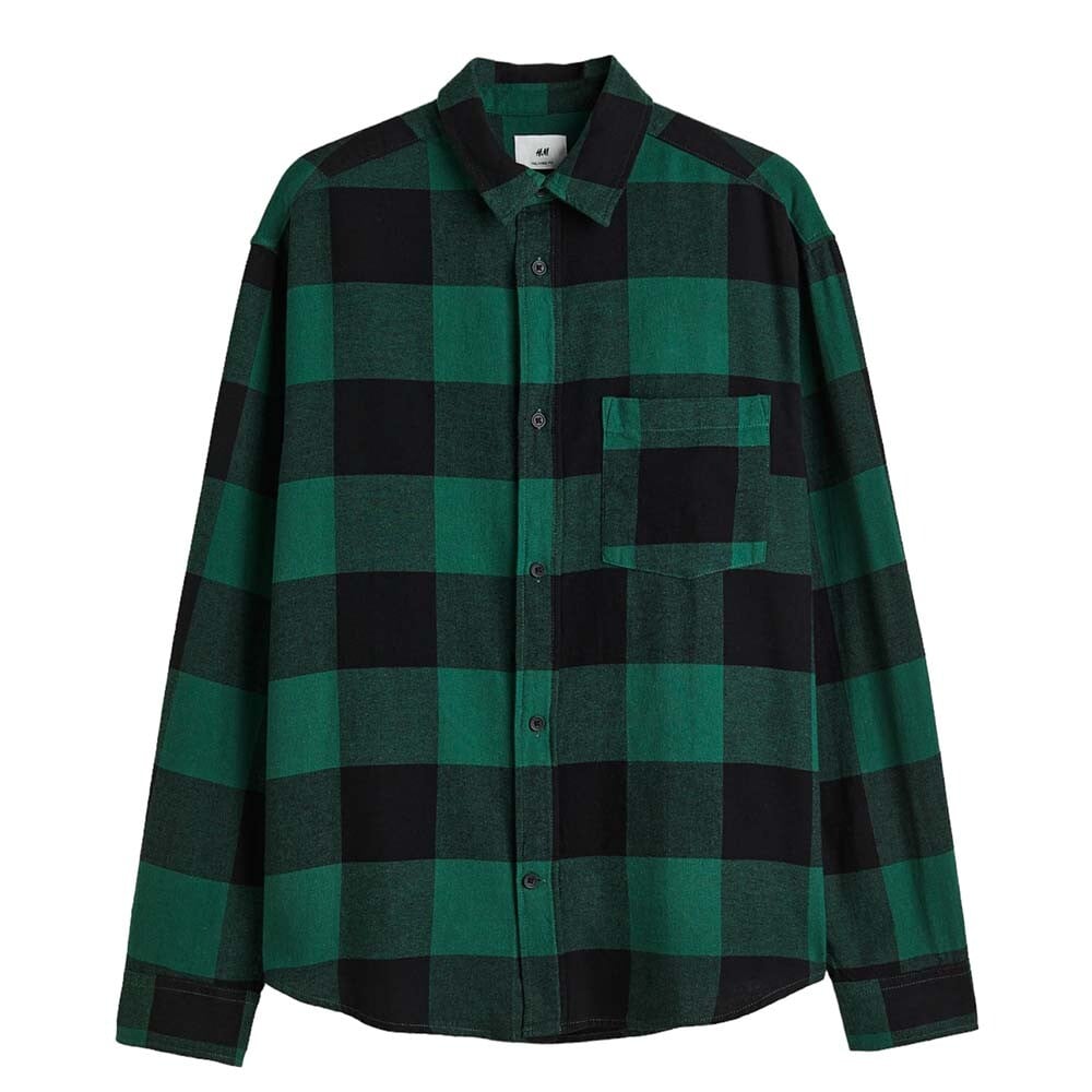 

Рубашка H&M Relaxed Fit Flannel, зеленый/черный