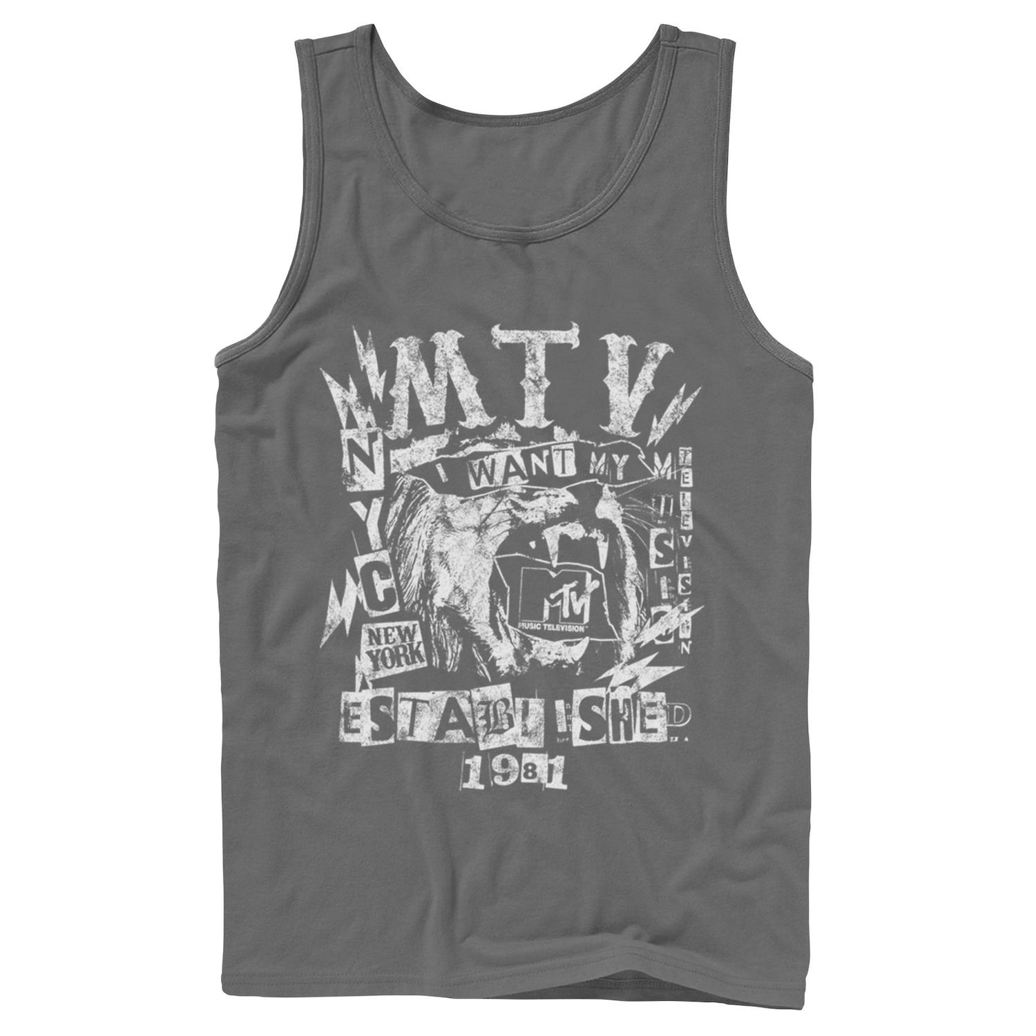 Мужская футболка с логотипом MTV I Want My MTV Punk Tiger Licensed Character футболка с логотипом mtv i want my mtv est 1981 для мальчиков 8–20 лет licensed character