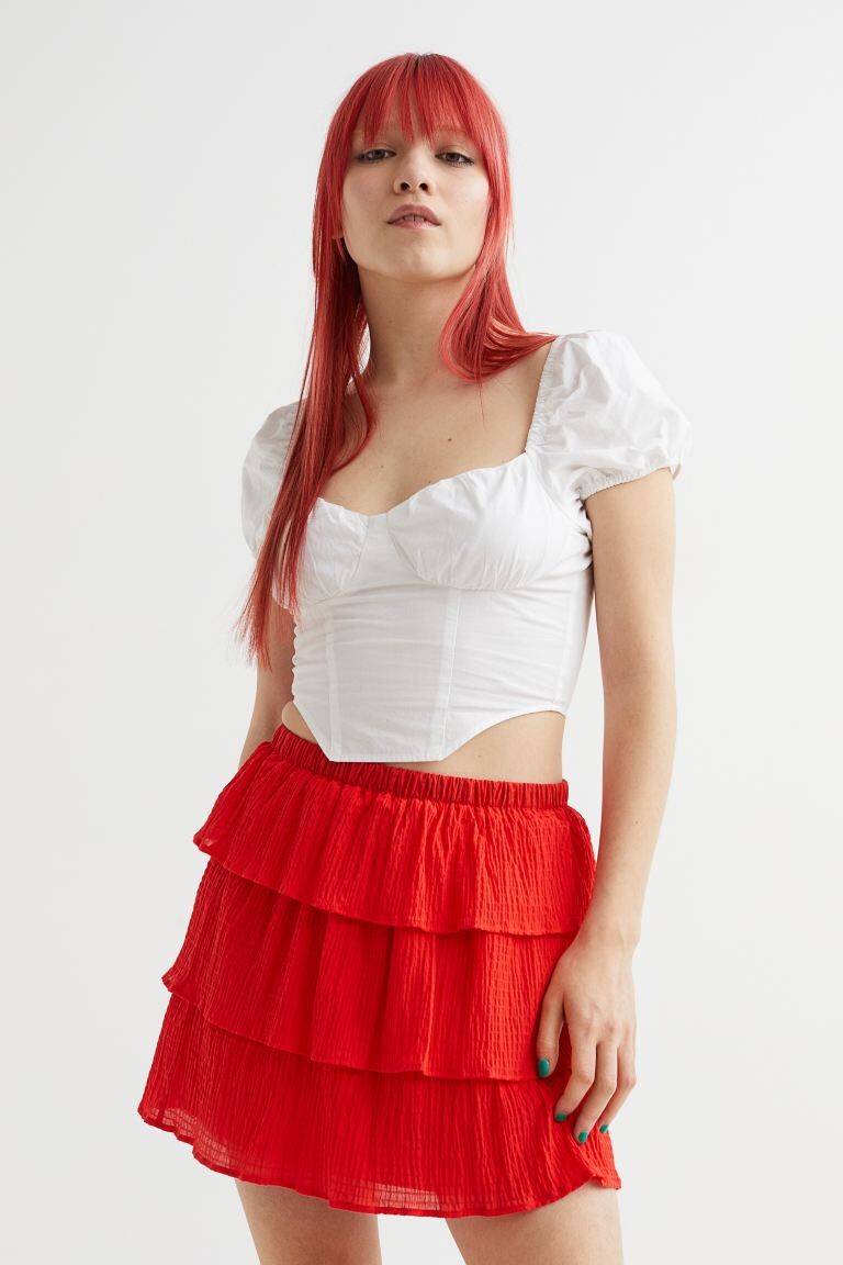 

Мини-юбка с оборками H&M, красный