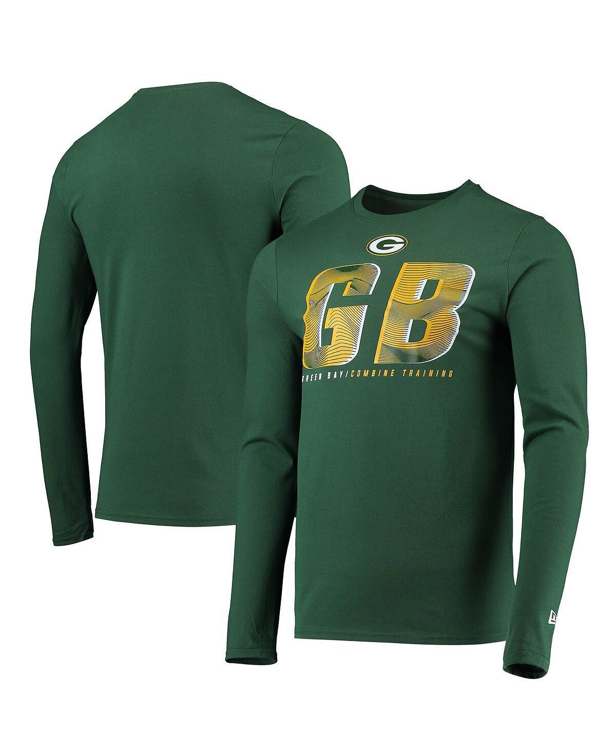 Мужская футболка с длинным рукавом green green bay packers combine authentic static abbreviation New Era, зеленый