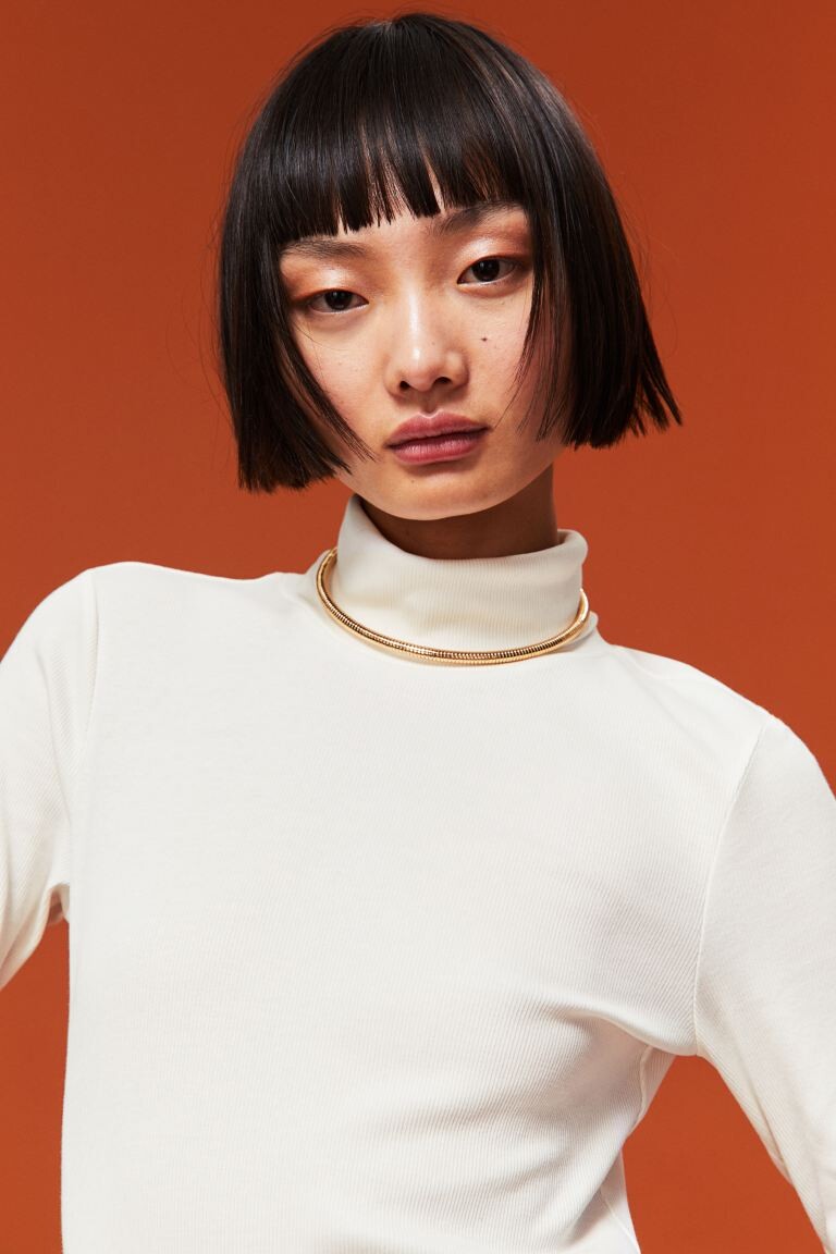 

Топ с высоким воротником H&M, белый
