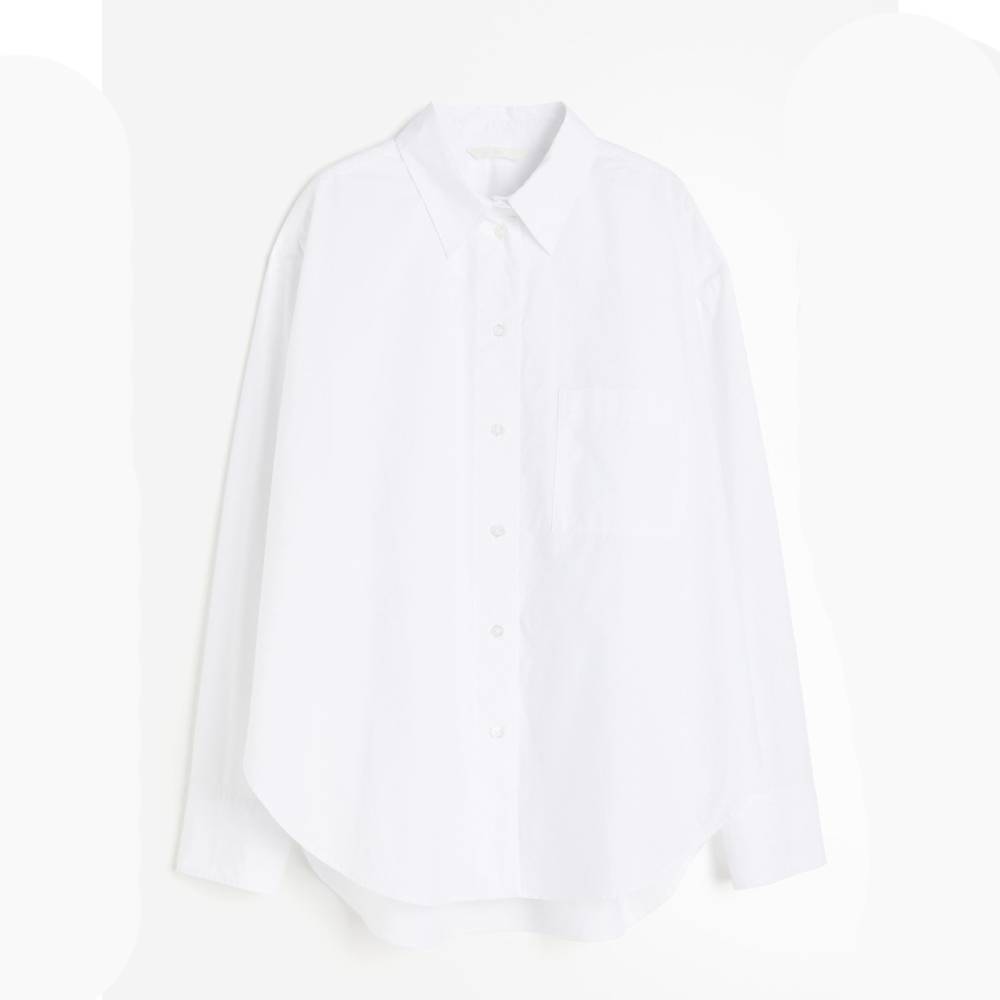 Рубашка H&M Oversized Poplin, белый рубашка zara oversized poplin зеленый
