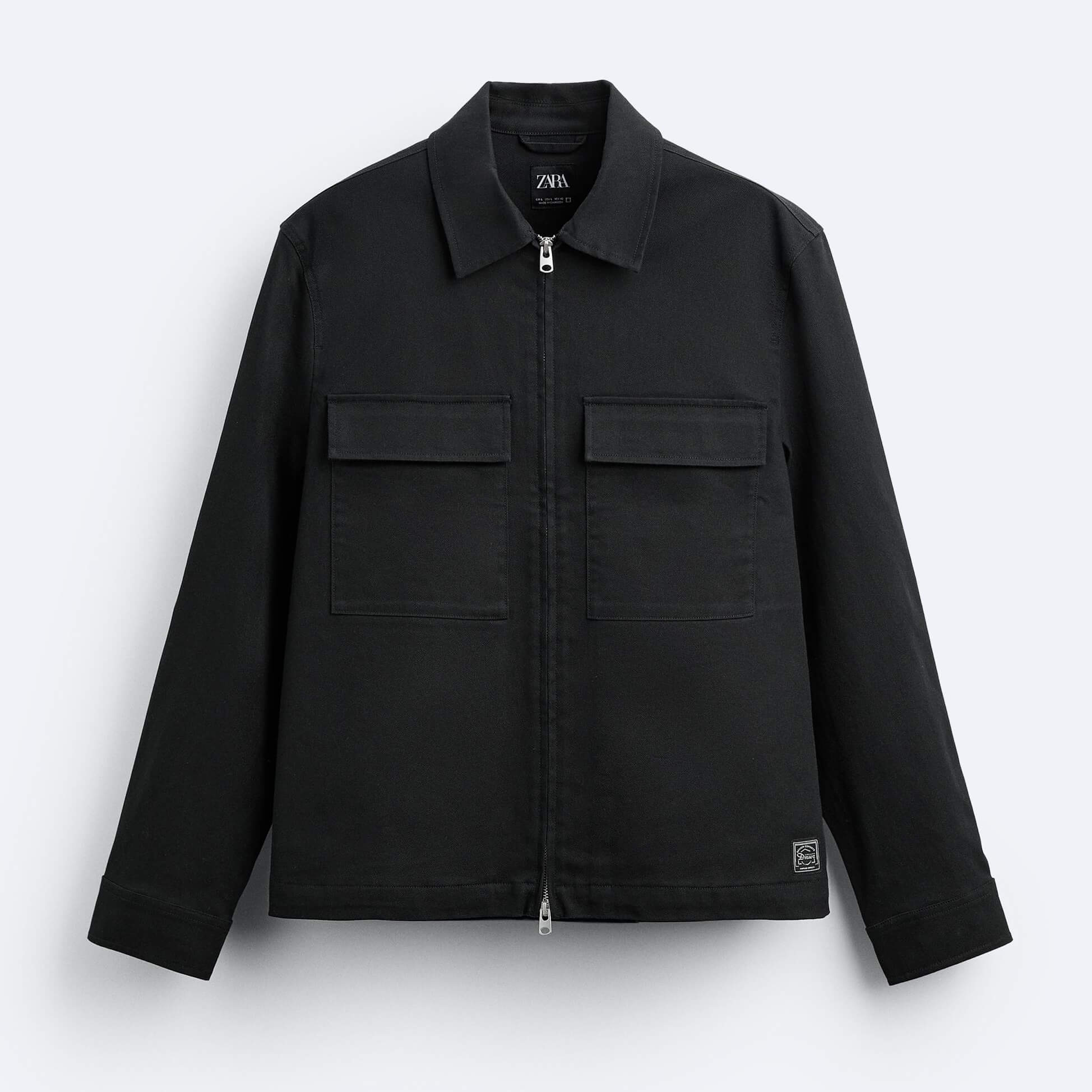 Рубашка верхняя Zara Pockets, черный рубашка zara denim with pockets черный