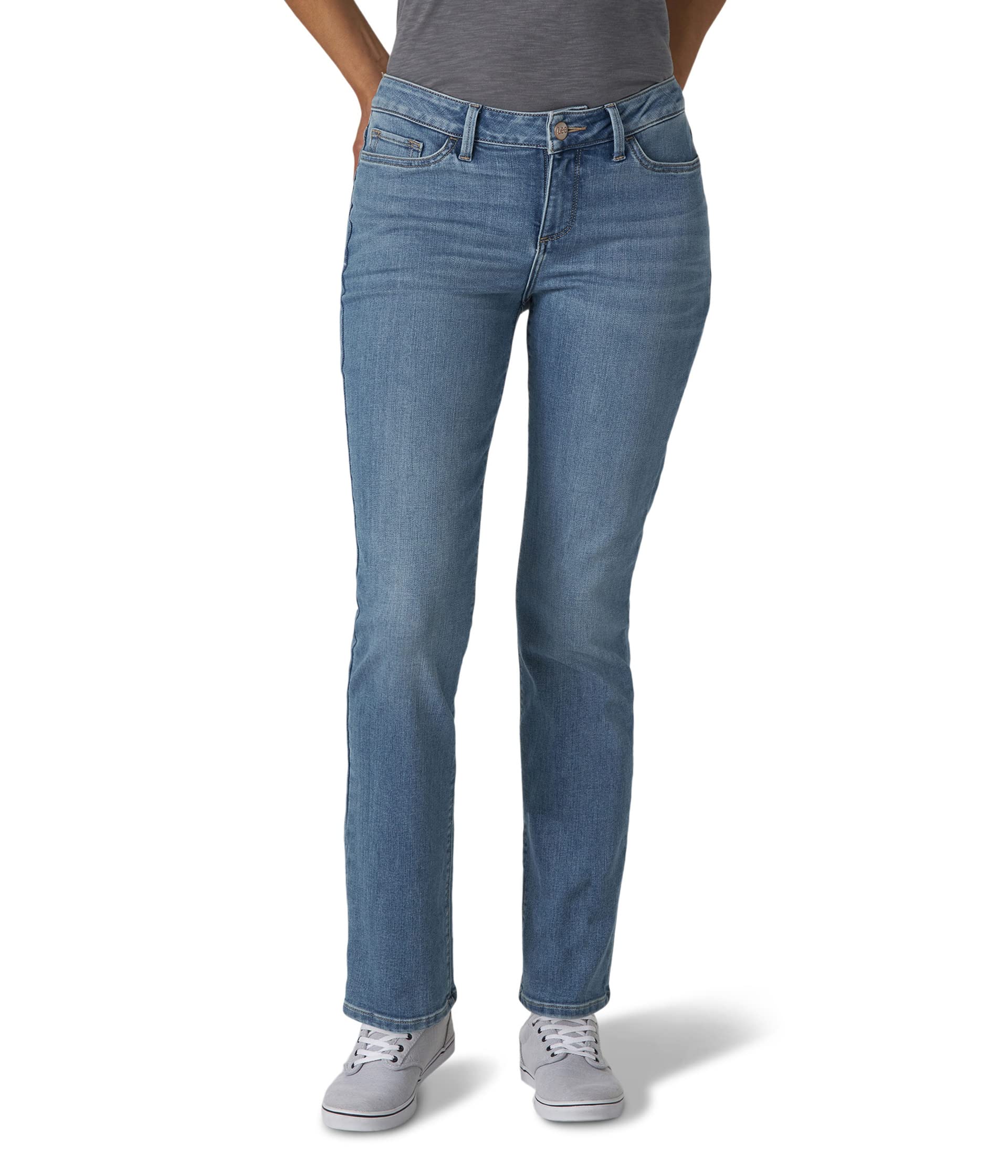 цена Джинсы Lee, Secretly Shapes Regular Fit Straight Leg Jeans Mid-Rise