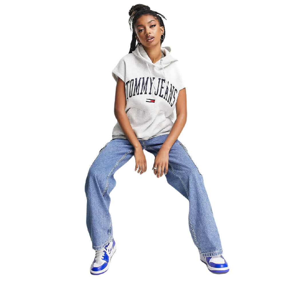 

Худи Tommy Jeans Oversized Collegiate Logo Vest, серый/черный