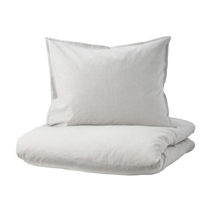 

Комплект постельного белья Ikea Bergpalm, серый/полоска