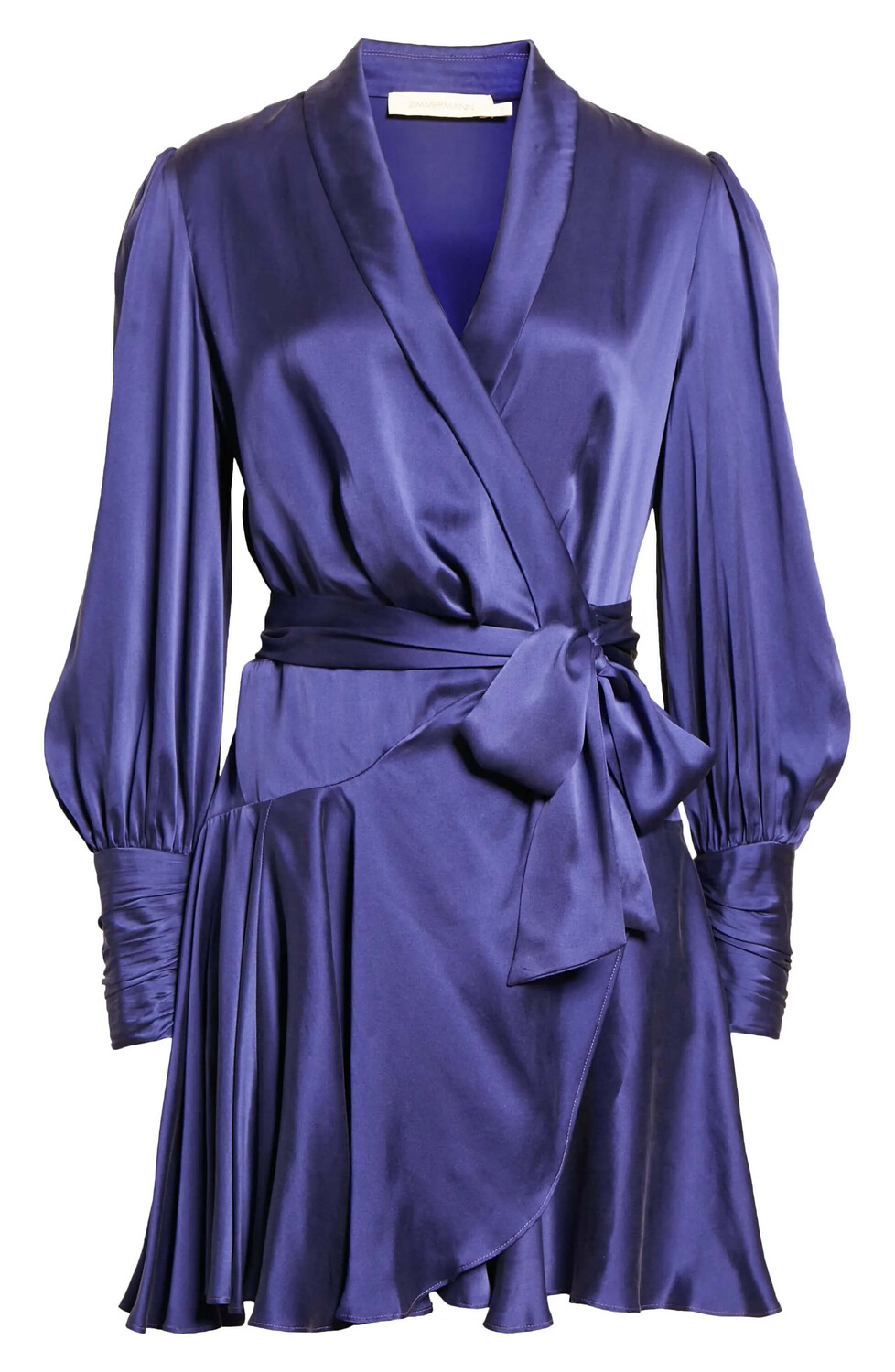 

Платье Zimmermann Balloon Sleeve Silk Wrap, лазурный