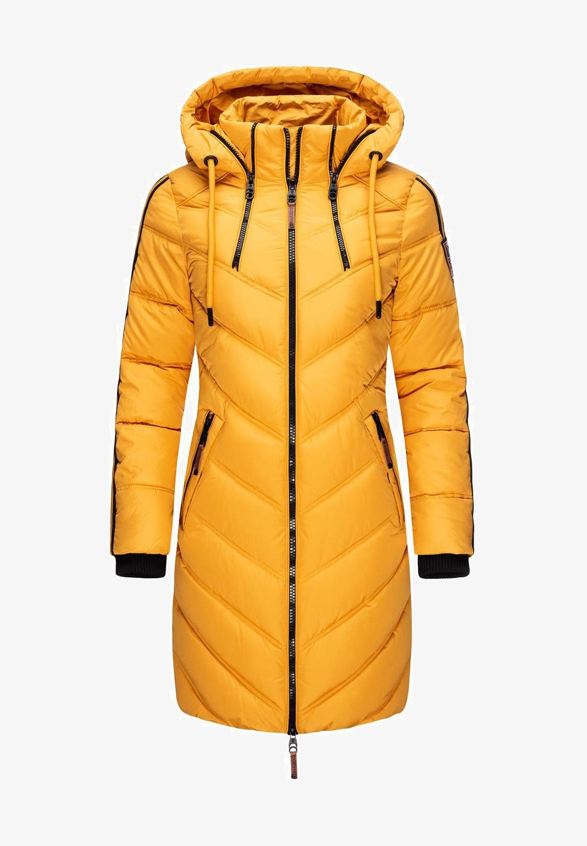 цена Пальто зимнее Marikoo с высоким воротником, желтый