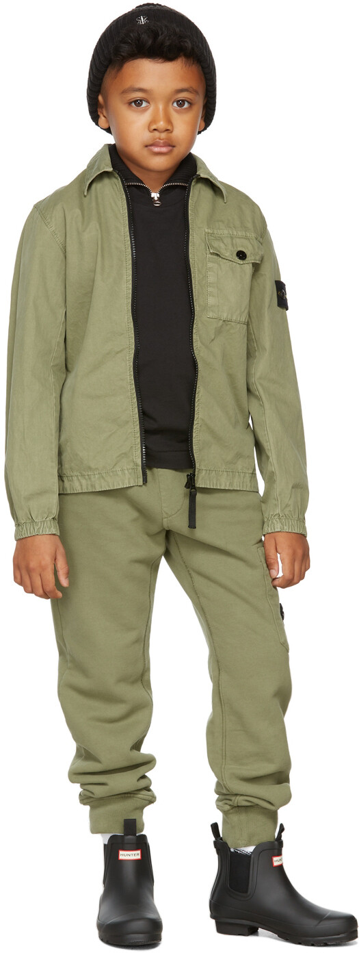 

Детские зеленые классические домашние брюки Stone Island Junior