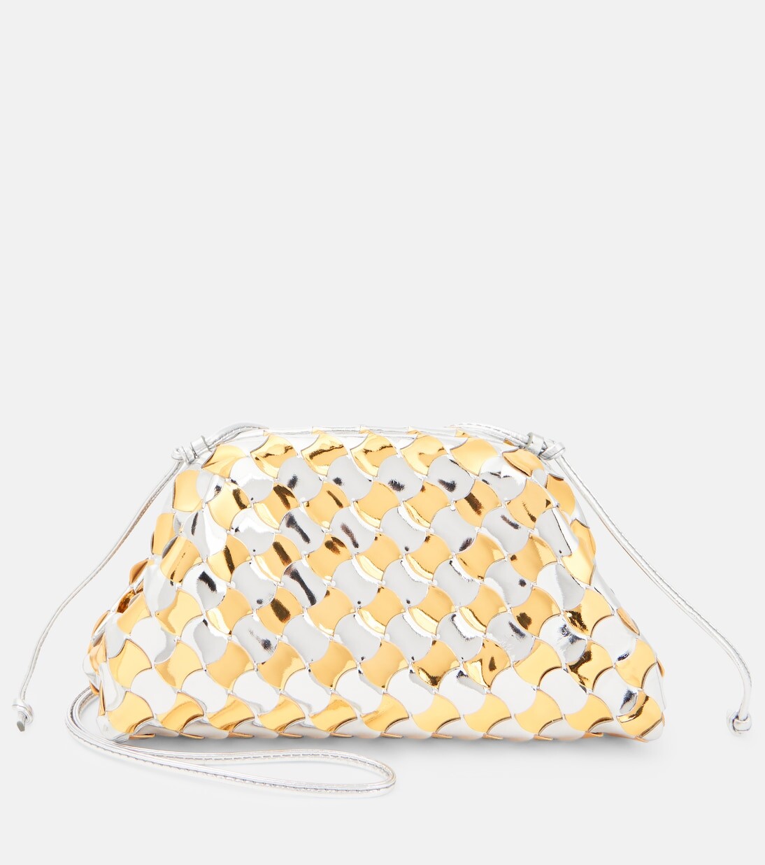 

Мини-клатч из зеркальной кожи Bottega Veneta, металлический