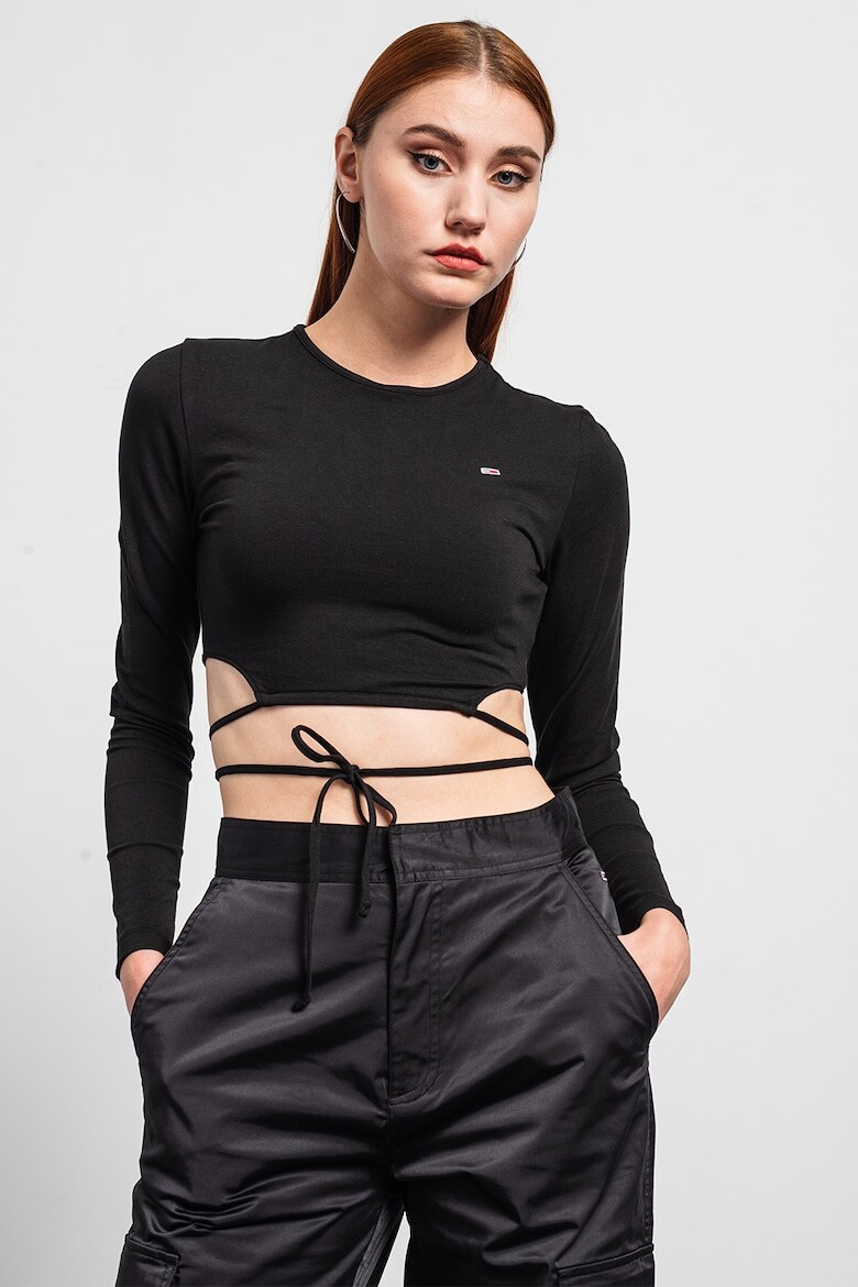 

Короткая блузка со шнурками Tommy Jeans, черный