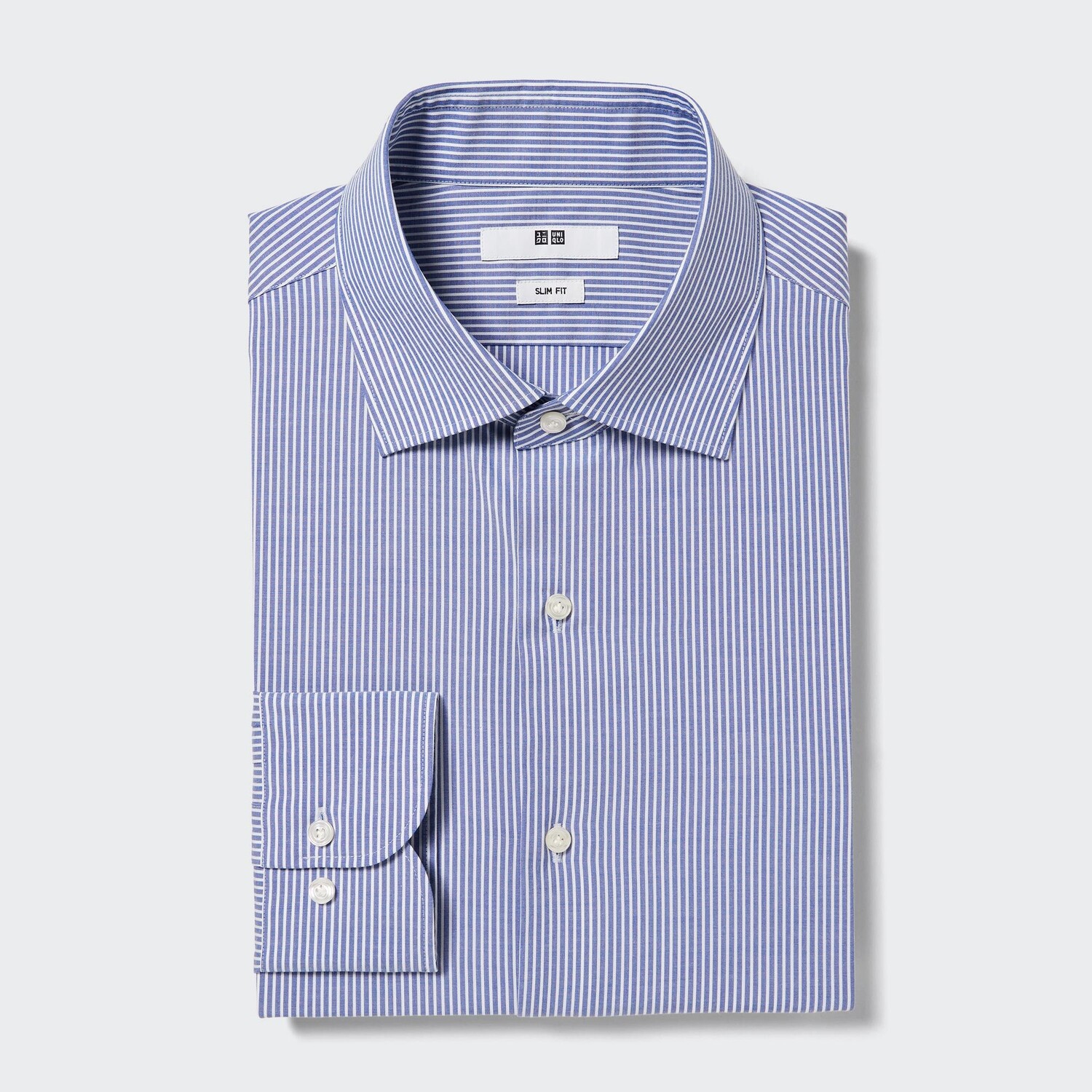 

Рубашка UNIQLO Easy Care в полоску узкого кроя, синий
