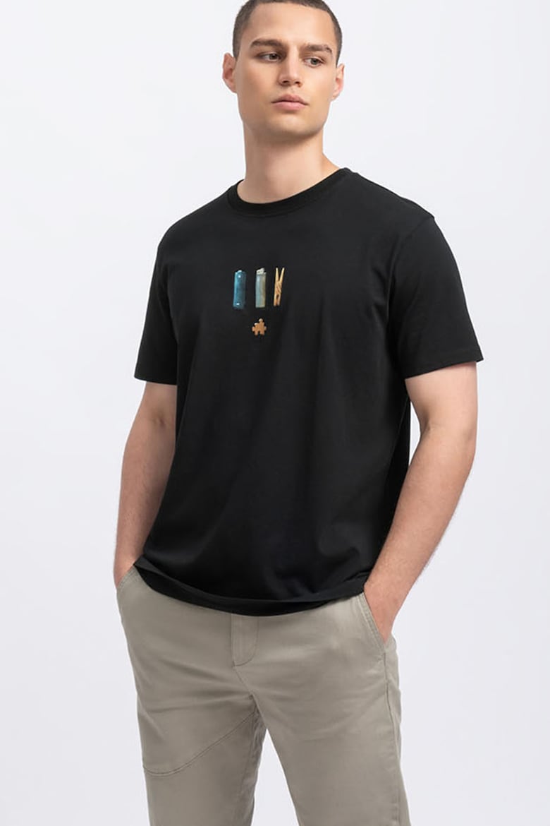 Хлопковая футболка с фигурным принтом Kaft, черный