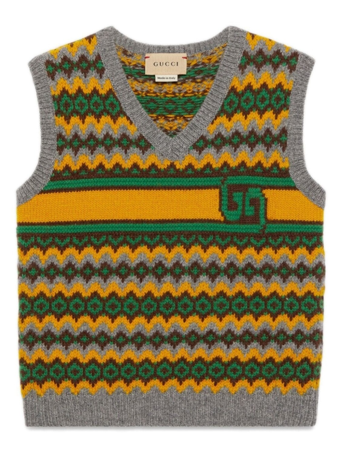 

Gucci Kids шерстяной жилет с логотипом Interlocking G, желтый