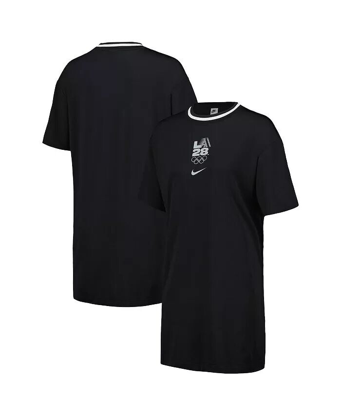 Женское черное платье-футболка LA28 Essential Nike, черный