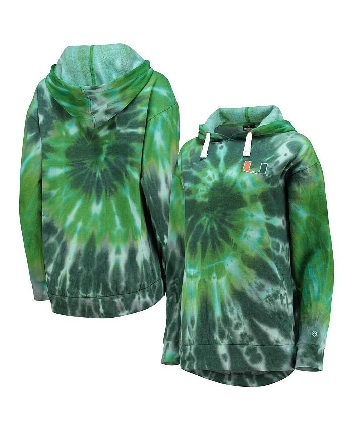 

Женский зеленый пуловер с капюшоном Miami Hurricanes Slow Ride Spiral Tie Dye Colosseum, зеленый