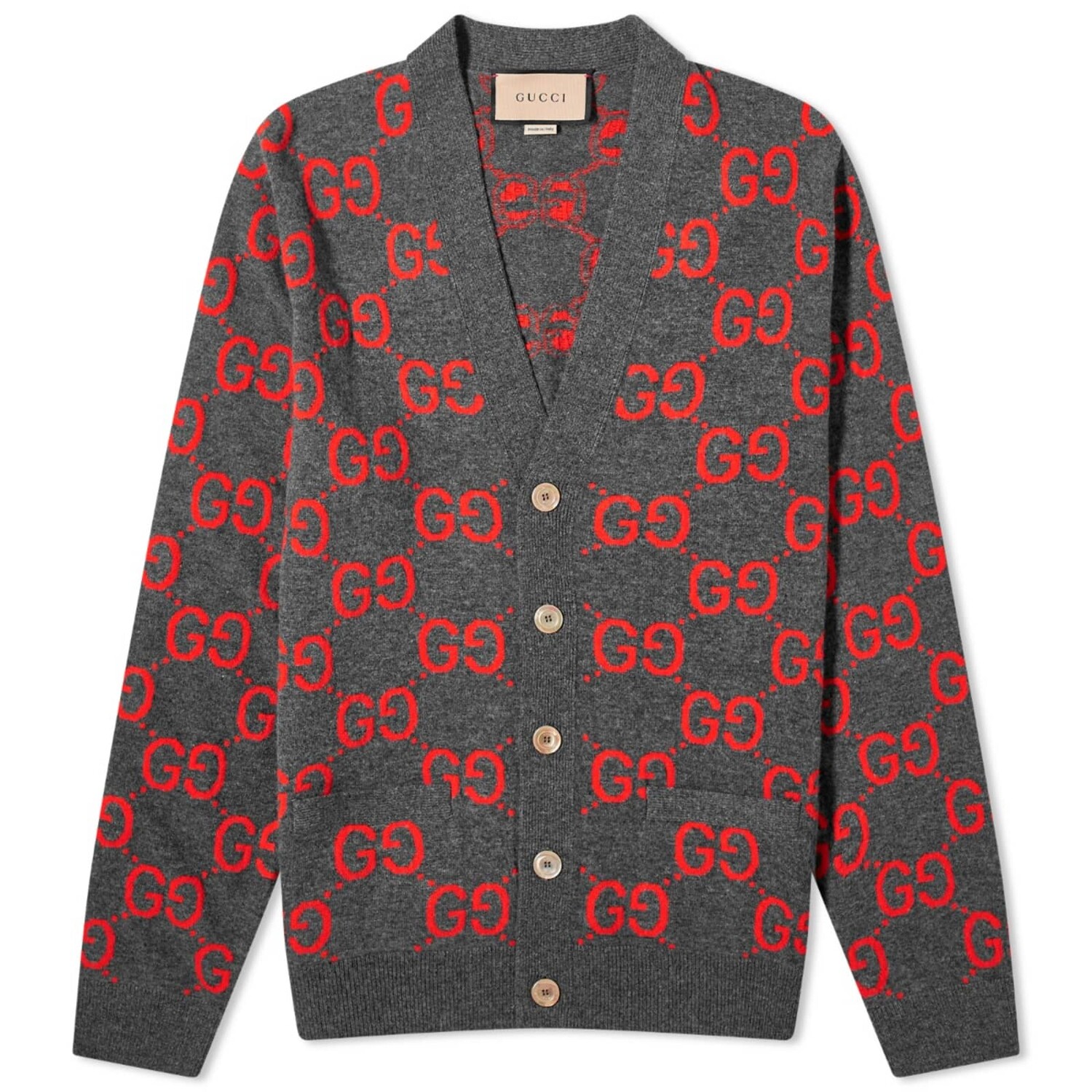 Кардиган Gucci Jumbo Gg Jacquard, серый