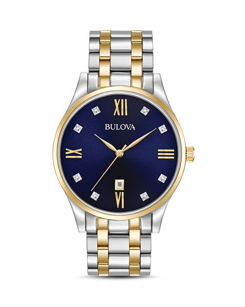 

Часы с двухцветными бриллиантами, 40 мм Bulova, цвет Blue