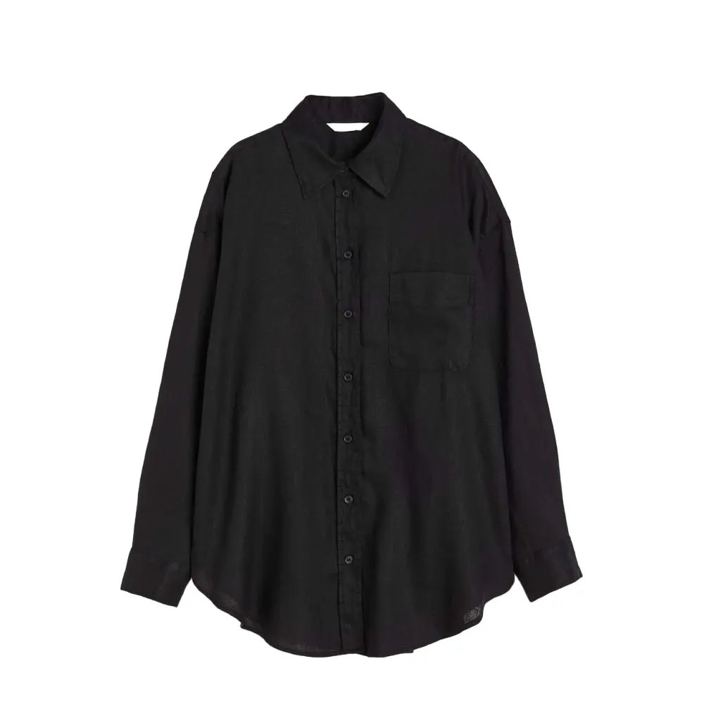 

Рубашка из льна H&M Oversized, черный