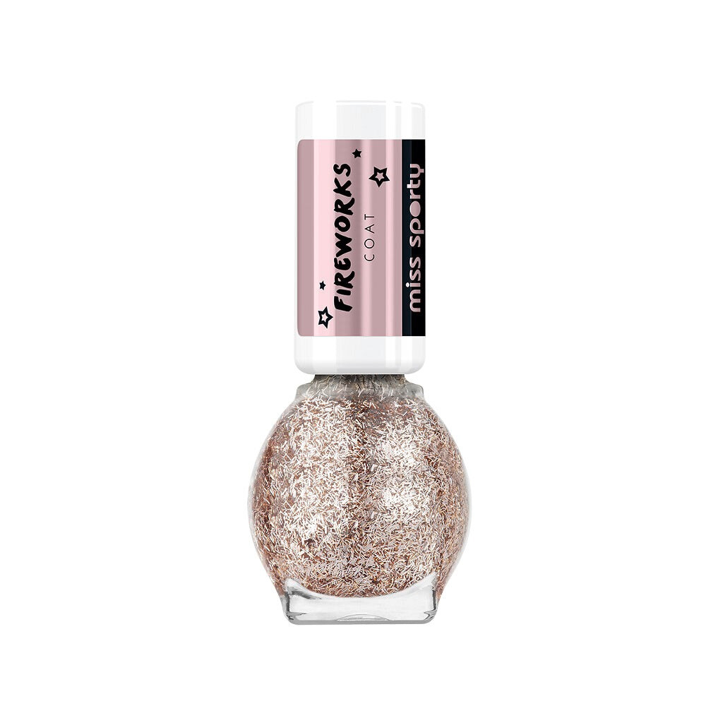 

Miss Sporty Лак для ногтей Fireworks Coat с золотыми хлопьями 3 The Glitters 7ml