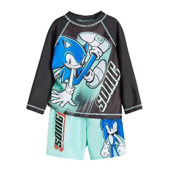 

Комплект для плавания H&M Kids Printed Sonic the Hedgehog, 2 предмета, черный