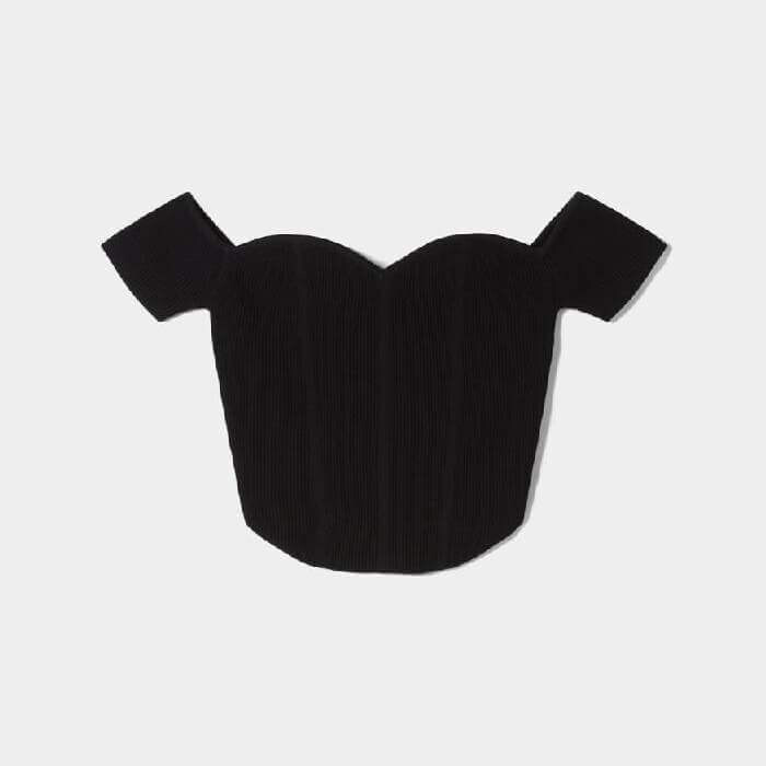 

Топ Bershka Shoulder Corset, черный