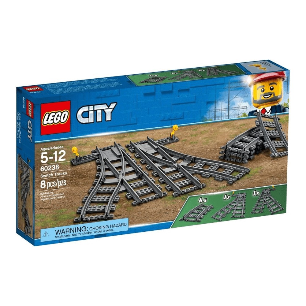 Конструктор LEGO City 60238 Железнодорожные стрелки-дополнительный набор детали lego city trains 60238 железнодорожные стрелки 8 дет