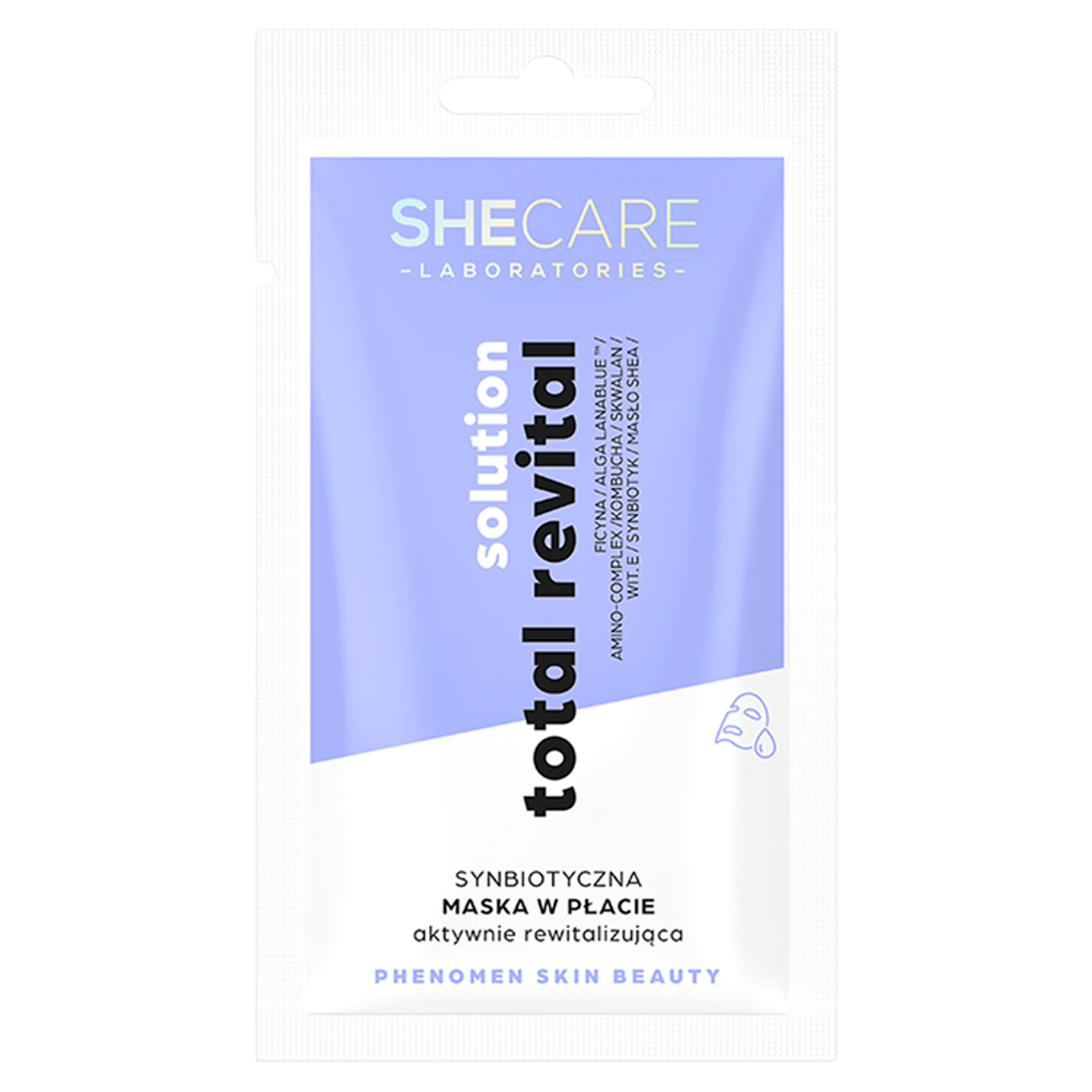 Shecare Total Revital Solution синбиотическая тканевая маска активно оздоравливающая для лица, 1 шт.