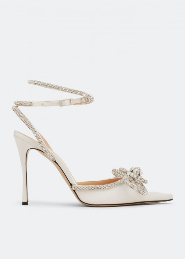 

Атласные туфли MACH AND MACH Double bow satin pumps, белый