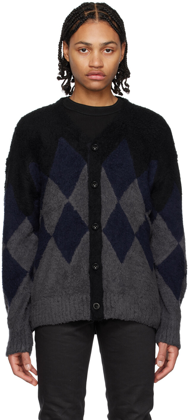 

Многоцветный кардиган с ромбами sacai, Черный