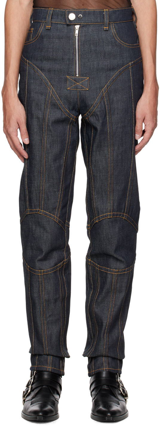 

Джинсы SSENSE Exclusive Indigo 50 со вставками Parnell Mooney