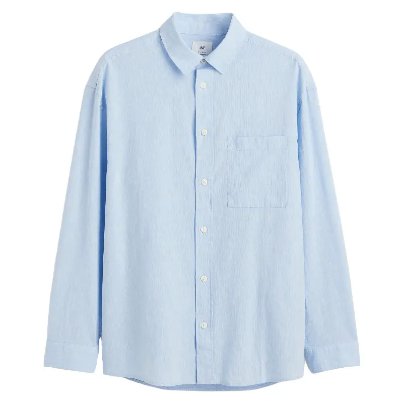

Рубашка H&M Relaxed Fit Linen Blend, голубой