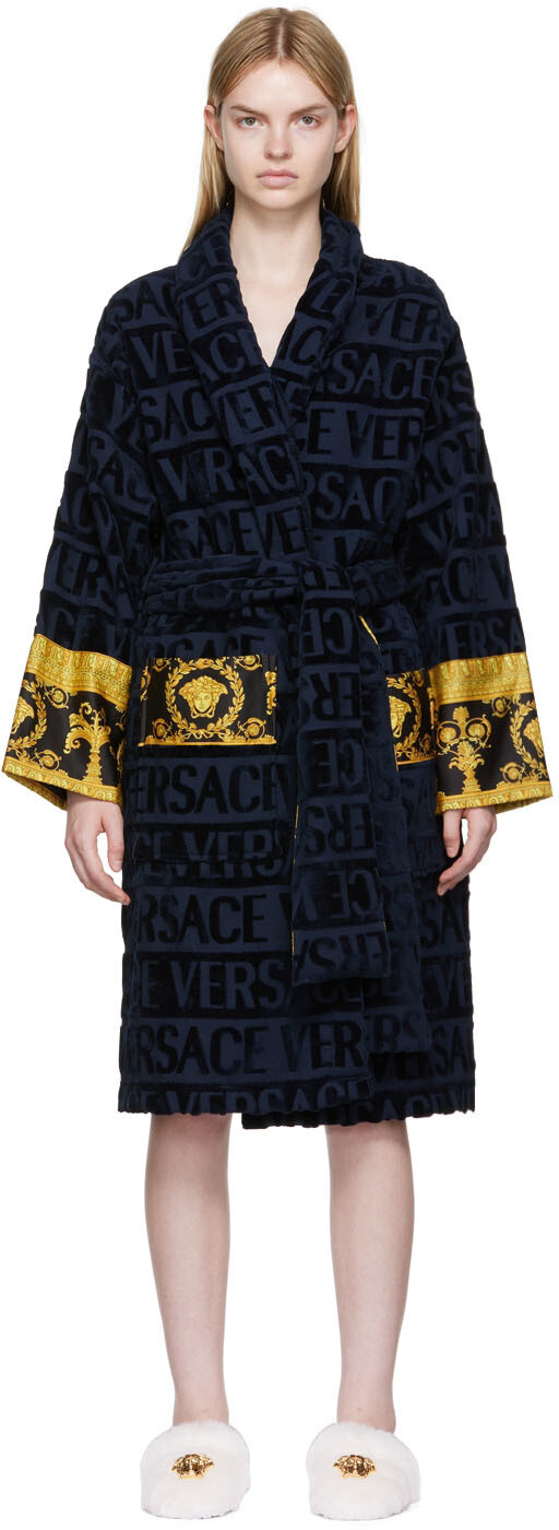 

Синий халат \I Heart Baroque\"" Versace Underwear