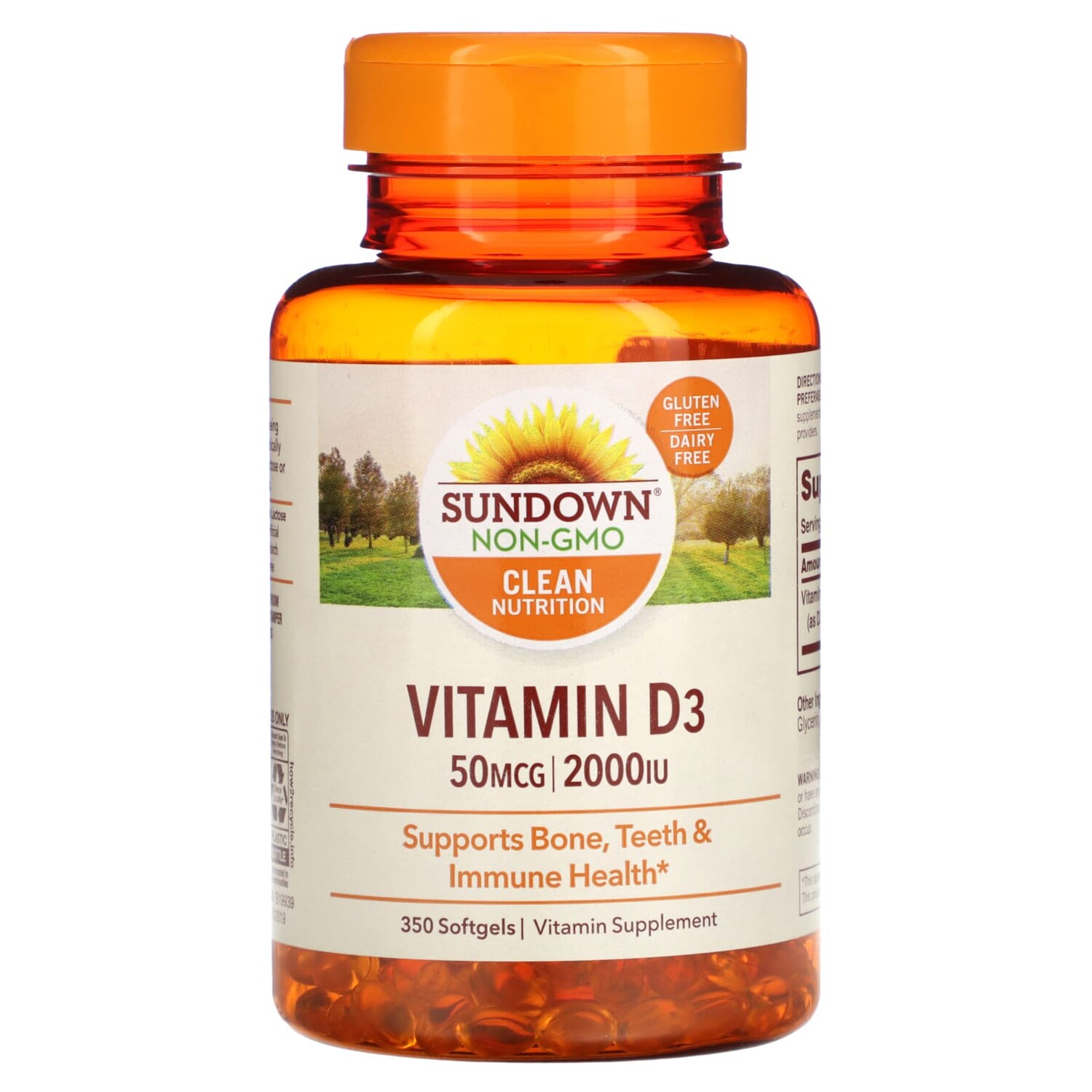 

Витамин D3, 50 мкг (2000 МЕ), 350 мягких таблеток, Sundown Naturals