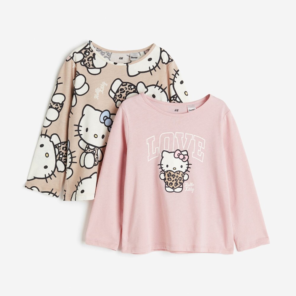 

Комплект топов H&M Kids Long-sleeved Jersey Hello Kitty, 2 предмета, светло-розовый