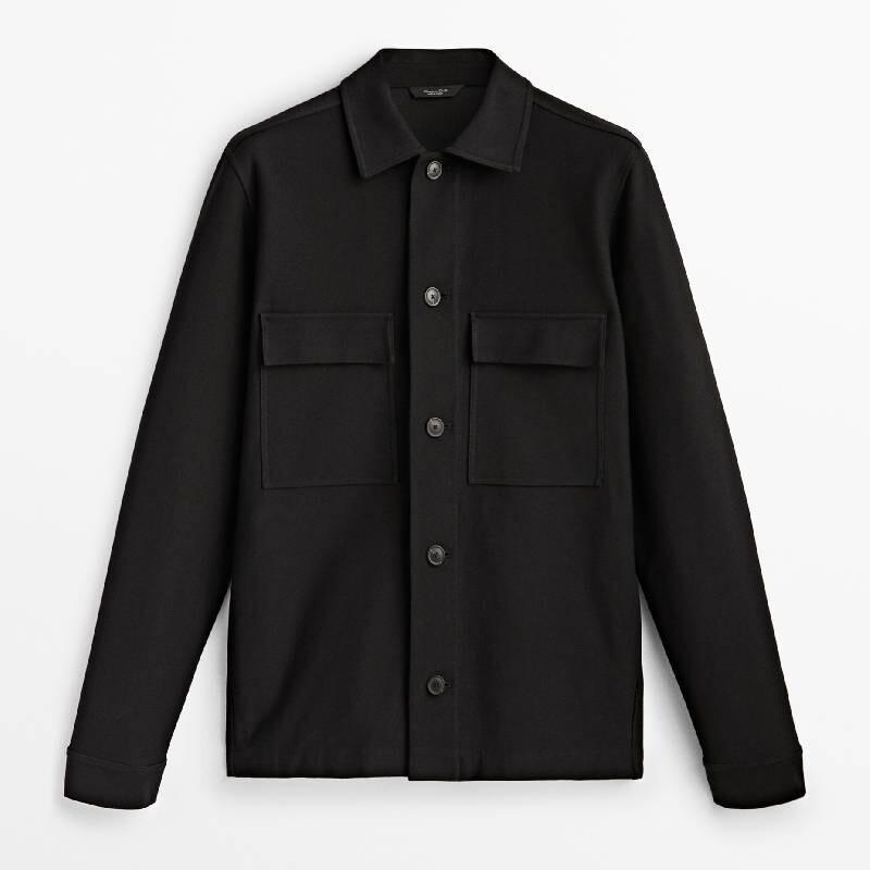

Рубашка Massimo Dutti Cotton Twill Overshirt, черный