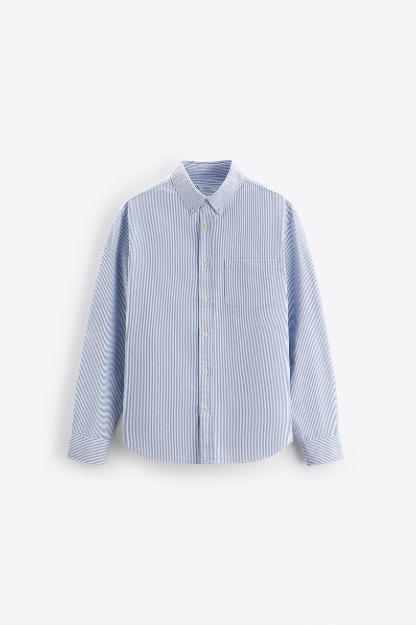 

Рубашка Zara striped oxford, голубой