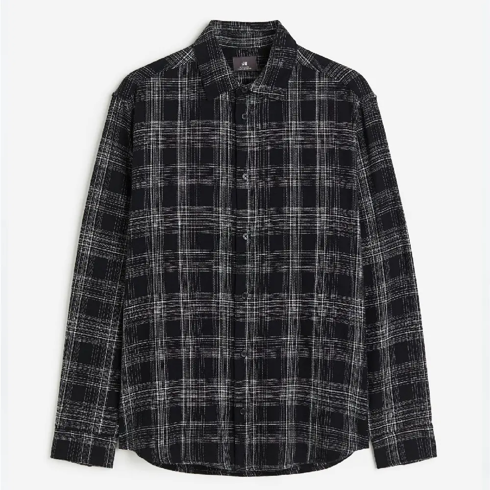 

Рубашка H&M Regular Fit Plaid, черный