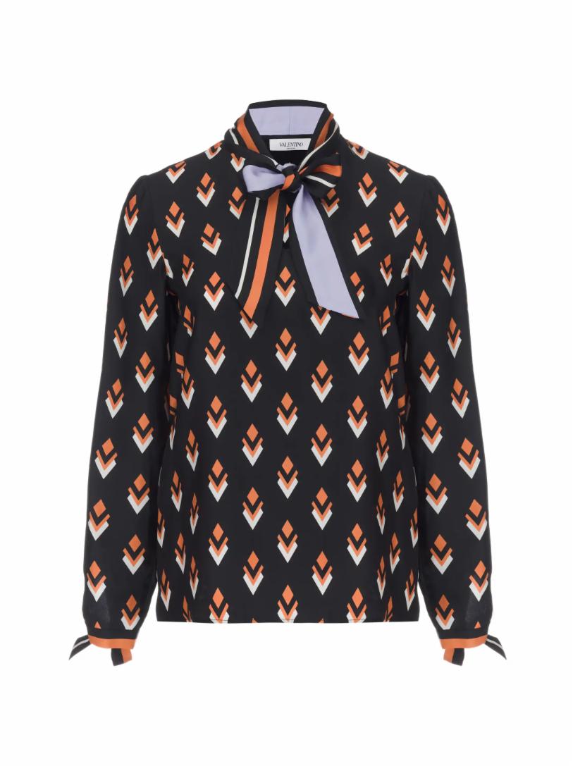 Шёлковая блузка с принтом Valentino нарцисс аскот махровый 5шт