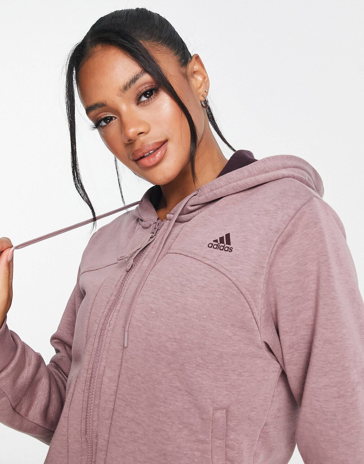 

Бордовая укороченная худи на молнии во всю длину adidas Training Hyperglam