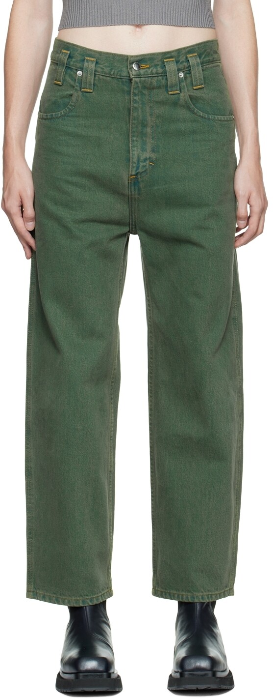 

Зеленые мешковатые джинсы Eckhaus Latta