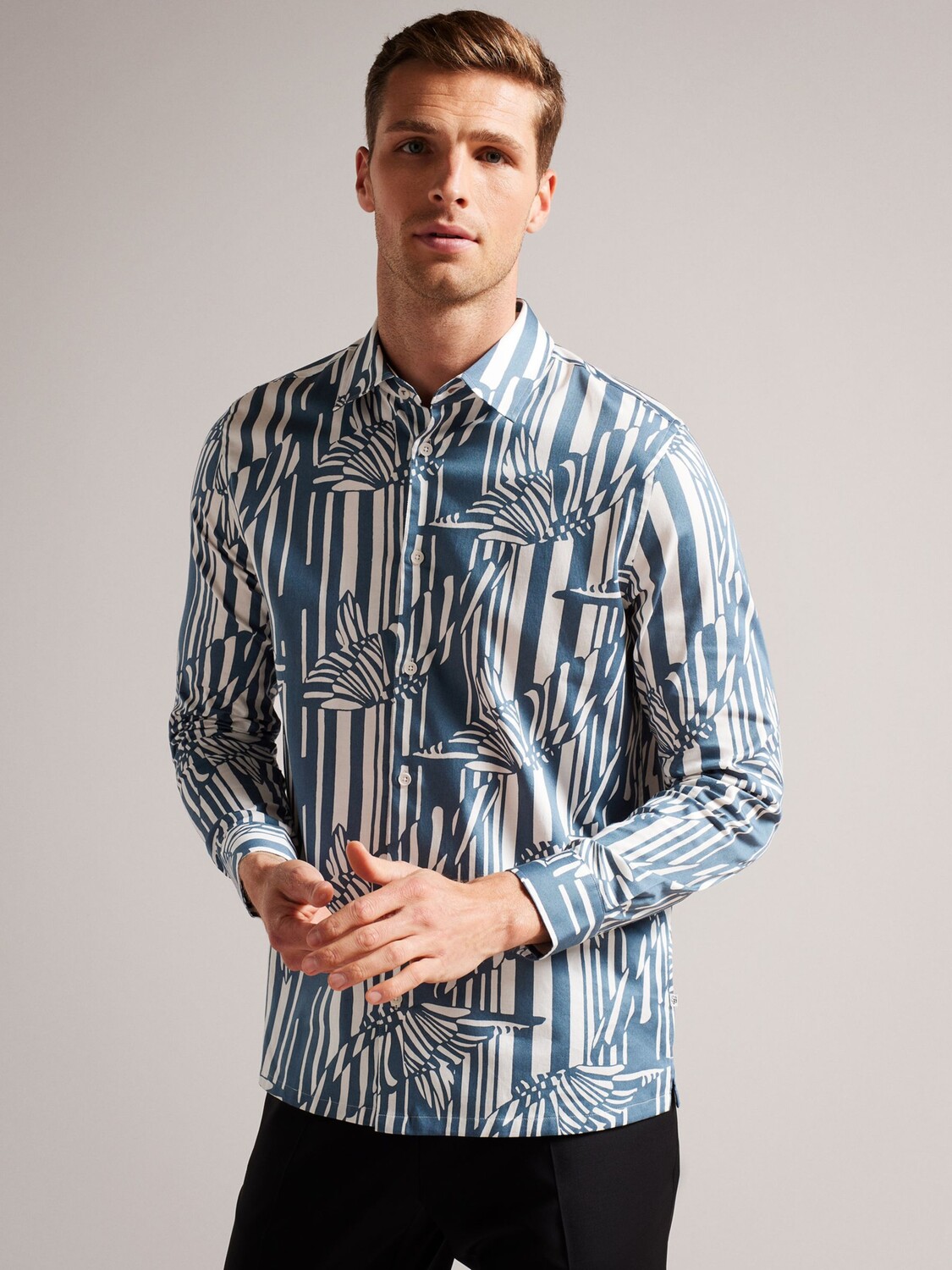 

Рубашка с длинным рукавом и полоской-бабочкой Ted Baker Chorley, синяя