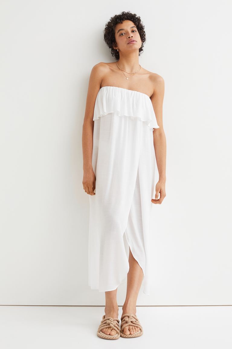 Пляжное платье с оборкой H&M, белый