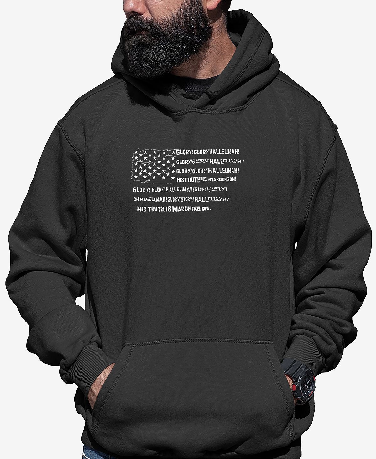 

Мужская толстовка с капюшоном glory hallelujah flag word art LA Pop Art, темно-серый