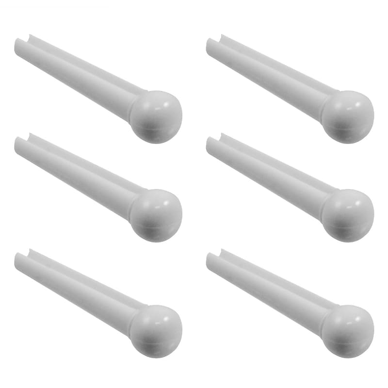 Универсальные штифты с прорезями (набор из 6 шт.) - белые Allparts Universal Slotted Bridge Pins (set of 6) - White